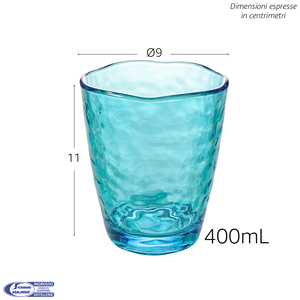 Bicchiere in Acrilico Martellato Arca 400ml Infrangibile Trasparente per Uso in Piscina, Giardino e All'aperto Italia - Product Image 5