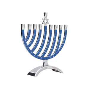 Luxury <b>Candle</b> Stand Polished Silver Metal <b>Blue</b> Mosaic Traditional Jewish Nine Candelabra Holiday Gift Decor Whole Supplier - Product Image 5