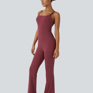 Combinaison de sport longue sans manches pour femme, dos nu, effet froncé aux fesses, idéale pour le yoga et la gym - Product Image 4