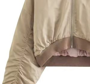 Blouson aviateur universitaire en satin d'hiver tendance pour femmes avec broderie personnalisée grande taille veste polaire XS élégante remplie de coupe-vent - Product Image 6