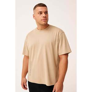 T-shirt pour homme Tommylife en gros, col rond imprimé noir, coupe décontractée, grande taille - 88472 - Beige - Product Image 3