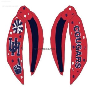 Bandeau large noué à la main perlé Gameday Design pour femmes et filles bandes de cheveux de fête de Football d'équipe de sport - Product Image 1