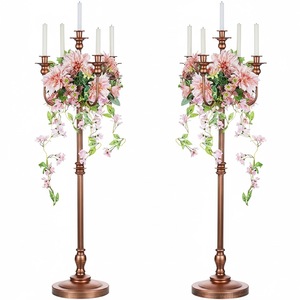 Candelabro de Aluminio Plateado Hecho a Mano con Cinco Brazos para Bodas, Eventos, Decoración de Mesa, Centros de Mesa - Product Image 5