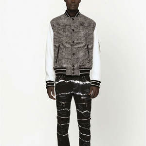 Blouson universitaire unisexe en toile personnalisé, broderie chenille, style baseball, coupe oversize, lettres sur le devant, vente en gros - Product Image 3