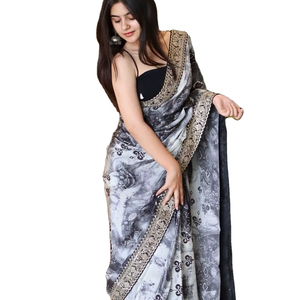 Nouvelle collection de saris à impression numérique en soie Gajji - Product Image 1