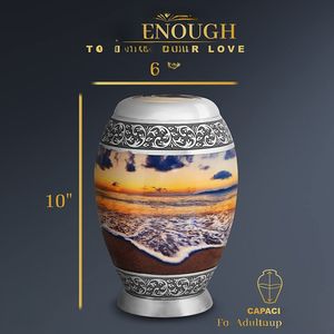 Urne moderne en métal faite à la main avec souvenir de vase à finition brossée pour cendres adultes restes d'animaux ou mémorial d'Inde - Product Image 6