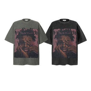 Venta al por mayor de ropa de hombre fabricante personalizado impreso gráfico Streetwear hombres Camiseta de algodón de gran tamaño Drop Shoulder camiseta - Product Image 2