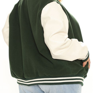 Chaqueta universitaria de alta calidad para mujer, con logotipo hecha a medida, forro de lana de Color sólido, procesamiento en bruto - Product Image 6