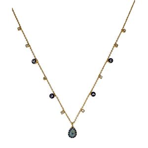 Collier pendentif tendance or mauvais œil avec breloques suspendues style métal - Product Image 1