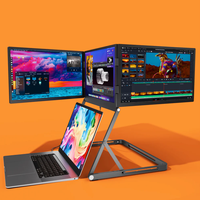 Moniteur de jeu portable TriCreate Triple 15,6 pouces 1080P FHD USB-C en aluminium, moniteur IPS de voyage pour ordinateur portable, pour usage professionnel