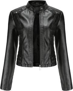 Chaqueta de piel sintética acolchada informal para mujer, lona estampada transpirable, decoración de botones de ganchillo, diseño de letras de ganchillo abotonado - Product Image 4