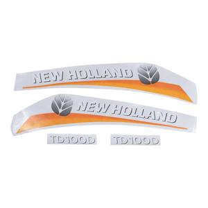 New Hollandd TD100D Tractor Hood Decal <b>Sticker</b> Kit White <b>Yellow</b> Vinyl Decal Set - Product Image 1