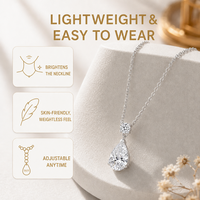 Collier en moissanite taille poire 1 carat couleur D clarté VVS en argent sterling S925 plaqué platine, pendentif goutte d'eau pour femme