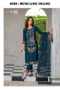 Dernier Designer Viscose Velvet Broderie Séquence Salwar Costume Vêtements Indiens et Pakistanais par Fab Zone - Product Image 3