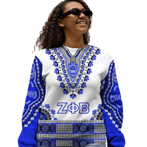 Sweat-shirt à col rond brodé bleu Zeta Phi Beta Sorority pour femmes, pull grec 1920 - Product Image 5