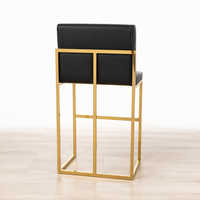 Tabouret de bar en acier inoxydable, siège haut avec assise et dossier rembourrés, avec accoudoirs, pour cuisine, maison, salle à manger, extérieur, café, mobilier
