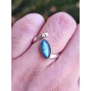 Handmade Women's Labradorite Sterling Silver <b>Ring</b> Boho Marquise Design <b>Adjustable</b> <b>Size</b> Gift for Her - Product Image 4