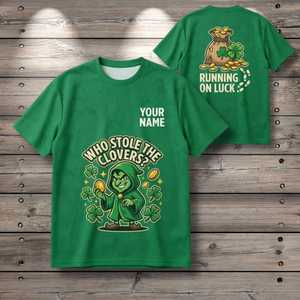 T-Shirt Unisex Personalizzata per San Patrizio, Club dei Scherzi, Grafica Leprechaun, Divertente Quadrifoglio Irlandese Verde, Personalizzabile Promozionale - Product Image 1