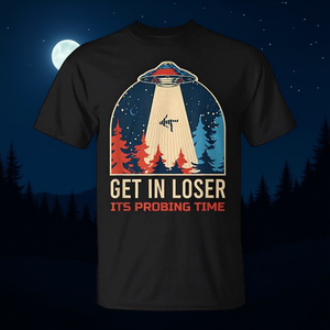 Camiseta Get In Loser It's Probing Time UFO Alien, negra, para adultos, unisex, manga corta, cuello redondo, promocional - Product Image 3