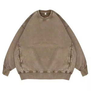 Pull-over à col ras du cou unisexe avec logo personnalisé Sweat-shirt surdimensionné à manches longues en coton pour hommes hiver délavé à la pierre - Product Image 5
