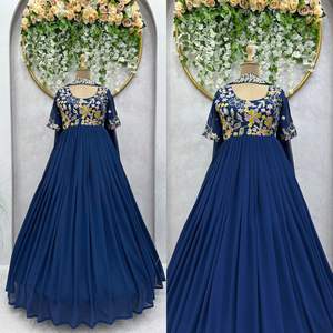 Venta al por mayor Signature Color vestido de diseñador en Premium Faux Georgette con forro interior refinado y exquisito detalle de encaje - Product Image 2