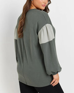 Sudadera Lisa de Cuello Redondo para Mujer, Bordado con Logotipo, Alta Calidad, 100% Algodón, Antiarrugas, Transpirable - Product Image 3