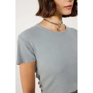 T-shirt court pour femme, manches courtes, décontracté, sportif, respirant, 100% coton turc, disponible en XS XXS, coton, polyamide, élasthanne - Product Image 4