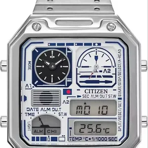 Reloj Citizen Star Wars Vintage Ana-Digi De Cuarzo De Acero Inoxidable Para Hombre, Rectangula