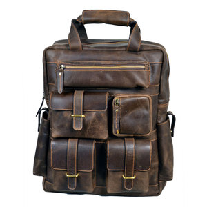 Fournisseur en gros 100% sac à dos en cuir véritable à la mode et décontracté de couleur unie - Product Image 1