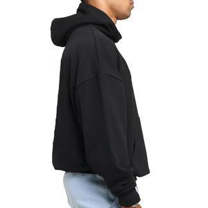 เสื้อฮู้ดผ้าคอตตอนแขนยาวสำหรับผู้ชายเสื้อฮู้ดไหล่ตกแบบใหม่ - Product Image 4