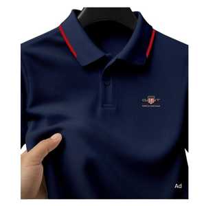 Camisa de manga corta informal para hombre, 100% algodón antiarrugas, estampado sólido, patrón 3D, logotipo bordado personalizado, tejido de verano - Product Image 2