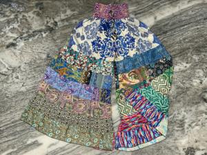 กางเกงขาบานผ้าไหมส่าหรีรีไซเคิลกางเกงขากว้างแนวโบฮีเมียนฮิปปี้ - Product Image 4