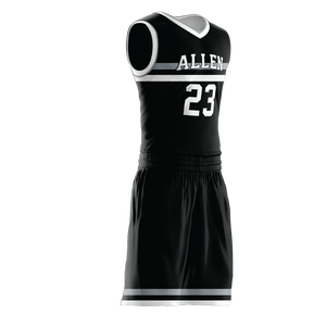 Ensembles de maillots de basket-ball personnalisés avec logo et design, 100% polyester, uniforme d'été pour hommes avec propriétés d'évacuation de l'humidité et antibactériennes - Product Image 5