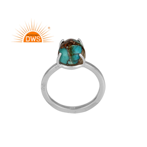 Vente chaude Fine Sterling Silver Naturel Mojave Cuivre Bumblebee Turquoise Gemstone Bague Empilable Fabricant de Bijoux - Product Image 1