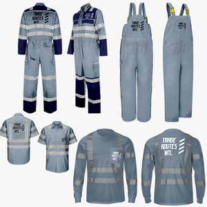 Ensemble de vêtements de travail de qualité supérieure avec logo personnalisé Chemise à bretelles en polyester durable et à boutons Vêtements de sécurité réfléchissants et imperméables à col rond - Product Image 1