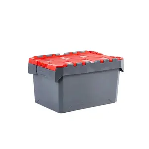 Tote plastik kapasitas bersarang yang dioptimalkan dengan awet wadah yang dapat digunakan kembali segel yang kuat peti plastik kotak plastik buah T60
