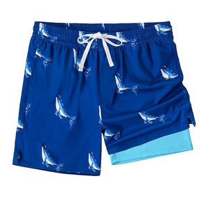 Shorts de bain pour homme à imprimé tropical - Taille élastique, taille mi-haute, séchage rapide et confortable, vêtements de plage pour l'été - Product Image 1