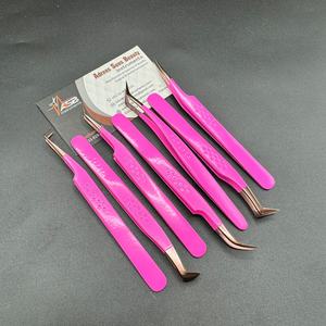 แหนบปลายขนตาแบบปรับแต่งได้สำหรับขนตาปลอมแบบทนทานสีโรสโกลด์ยอดนิยมสีชมพู - Product Image 3