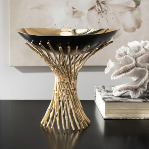 Cuenco decorativo de latón dorado de lujo elegante hecho a mano centro de mesa acento para sala de estar mesa de comedor decoración del hogar - Product Image 6