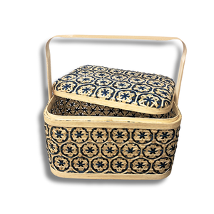 Cestas de almacenamiento de bambú rectangulares tejidas a mano con patrones de Flores tradicionales cesta de almacenamiento de frutas artesanal cesta de regalo - Product Image 1