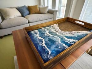 Unique Design Wood Resin <b>Tray</b> Handmade <b>Decorative</b> <b>Tray</b> for Interior Decor Styling Use Available At Discounted Price - Product Image 5