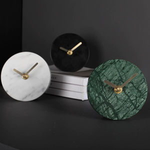 The CRAFT EXIM Luxury Natural Marble Quartz <b>Art</b> <b>Deco</b> Desk <b>Clock</b> Premium Handcrafted Home Office Decor - Product Image 1