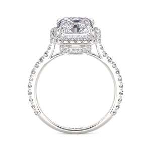 Jeulia Rhodium Plated Floating Halo Radiant Cut Engagement <b>Ring</b> <b>Adjustable</b> - Product Image 3