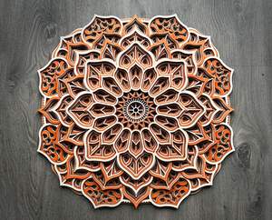 Arte Mural Moderno de Mandala en MDF para Hogares Elegantes que Combina Patrones Tradicionales de Mandala con un Aspecto de Madera Contemporáneo - Product Image 1