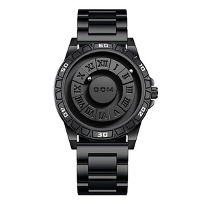 Venta al por mayor negro personalizado caminar cuentas reloj <span class=keywords><strong>de</strong></span> cuarzo para los hombres <span class=keywords><strong>de</strong></span> moda reloj <span class=keywords><strong>de</strong></span> pulsera <span class=keywords><strong>de</strong></span> acero inoxidable <span class=keywords><strong>Ronda</strong></span> movimiento <span class=keywords><strong>de</strong></span> cuero - Product Image 1