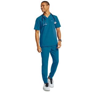 Uniformes de soins infirmiers extensibles à 4 voies à séchage rapide médecins hospitaliers médicaux col montant manches courtes gommages ensembles d'uniformes - Product Image 3