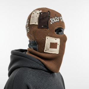 Pasamontañas de Invierno para Hombre, 280 GSM, Tejido de Punto Acanalado Grueso, Algodón y Poliéster, Estilo de Paneles Múltiples con Parches, Logotipo Personalizado - Product Image 3