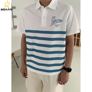 เสื้อโปโลลายทางพิมพ์ลายตัวอักษรแบบนามธรรมสำหรับผู้ชายในฤดูร้อน - Product Image 6