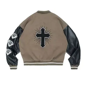 Chaquetas universitarias de talla grande para hombre, venta al por mayor, chaquetas universitarias en blanco, chaqueta universitaria lisa con logotipo personalizado - Product Image 5