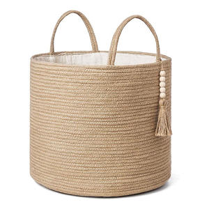 ตะกร้าปอกระเจาและคอตตอนสานด้วยมือคอลเลกชันแบบหรูหราที่เป็นมิตรกับสิ่งแวดล้อมสำหรับบ้านและโรงแรมเทคนิคการถักทอ - Product Image 3